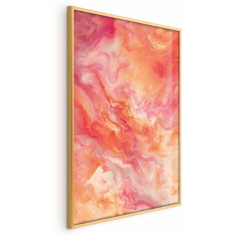 Affiche - Couleurs flamboyantes - formes dynamiques aux couleurs du feu et du rose (1/4)