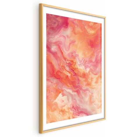 Affiche - Couleurs flamboyantes - formes dynamiques aux couleurs du feu et du rose (1/4)