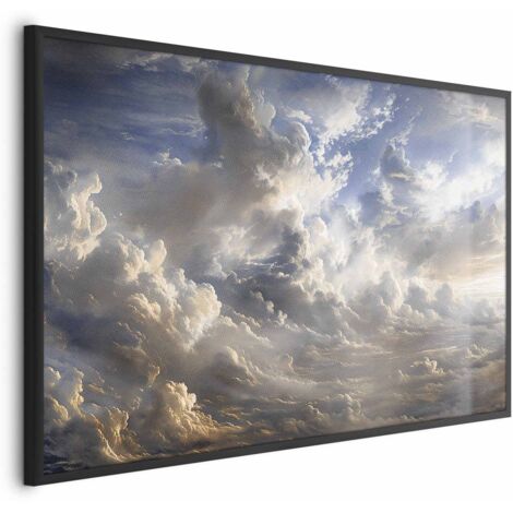 Affiche - Reflets dorés sur les nuages annonçant le crépuscule (1/4)