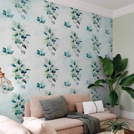 Papier peint - Menthe nature - motif uni avec un motif végétal à feuilles vertes (1/5)