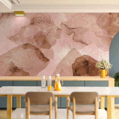 Papier peint photo - Terrazo rose - Fond minimaliste avec motif aquarelle marbrée (1/5)