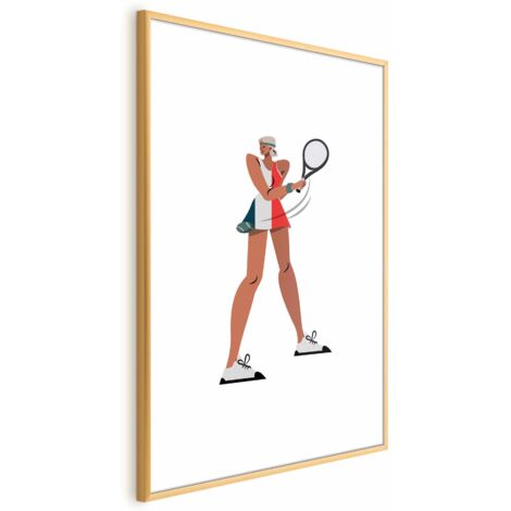 Affiche - Joueur de tennis avec une raquette sur fond blanc - illustration (1/4)