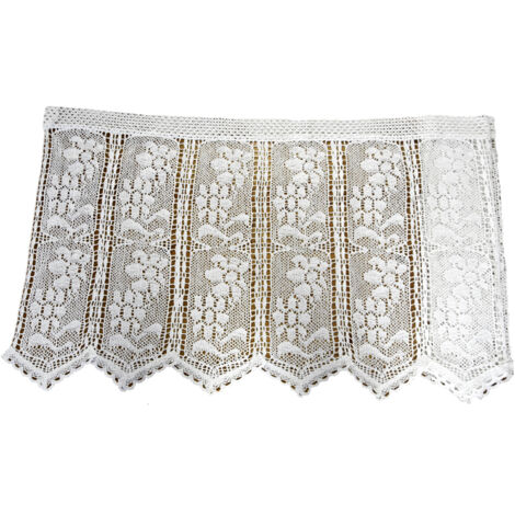 Rideau blanc au crochet 60x200, rideau en dentelle de coton blanc (1/5)