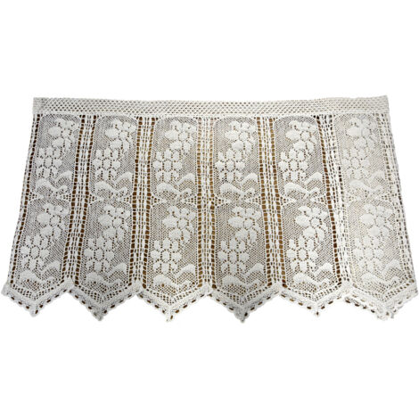 Rideau en dentelle de coton beige 60x200 cm, rideau au crochet beige (1/5)