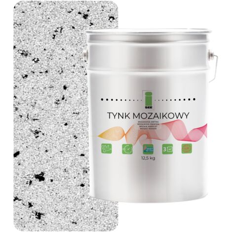 Enduit mosaïque avec résine blanche mica, classe 1, 12,5 kg, résistant au gel