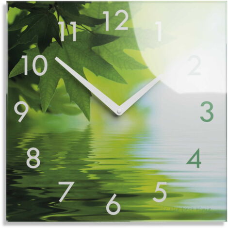 Horloge murale moderne pour le salon, motif feuilles d'érable (1/4)