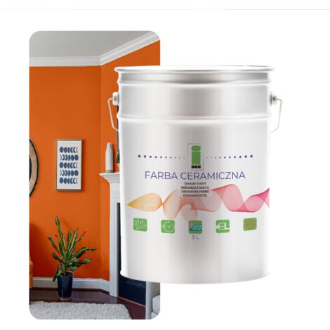 Peinture murale céramique, lavable, orange, 5 L, résistante aux taches (1/5)