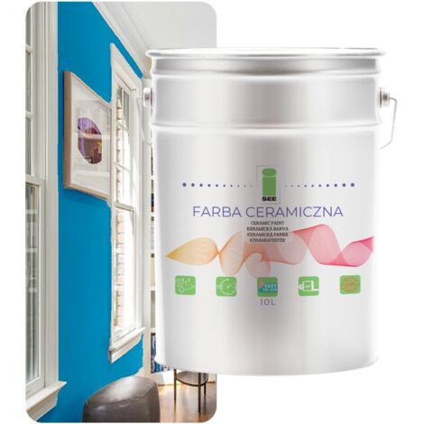 Peinture murale céramique, lavable, bleue, 10 L, résistante aux taches (1/5)