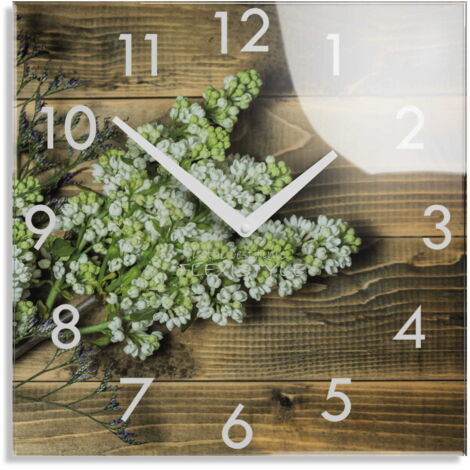 Horloge murale moderne pour le salon, motif bouquets de lilas (1/4)