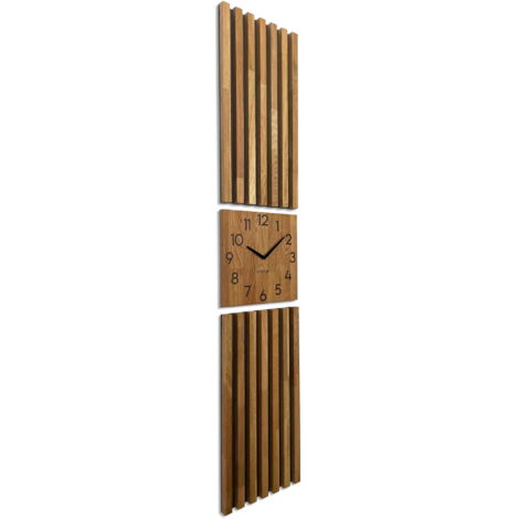 Horloge à panneaux en chêne à lattes 155x30cm