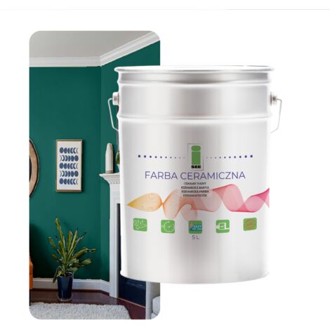Peinture murale céramique lavable verte turquoise menthe 5L résistante aux taches (1/5)