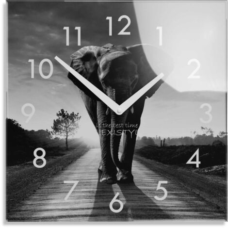 Horloge murale moderne pour le salon, motif éléphant (1/4)
