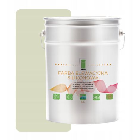 Peinture silicone pour façade blanche et verte claire 5L + anti-algues (1/5)