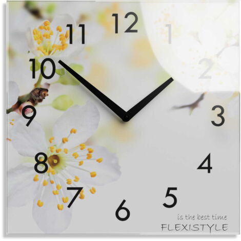 Horloge murale moderne et silencieuse à motif de fleurs de cerisier (1/4)