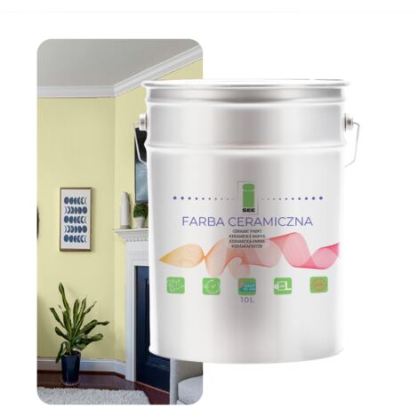 Peinture murale céramique, lavable, jaune clair, 10 L, résistante aux taches (1/5)