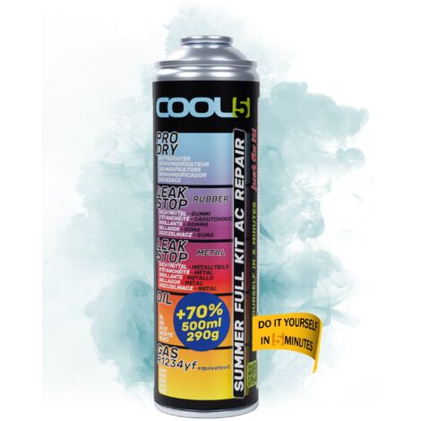 COOL5 5 en 1 - Kit de réparation de climatisation, recharge de réfrigérant R1234yf pour climatisation de véhicules après 2016 + APC 500 ml
