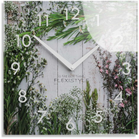 Horloge murale moderne pour le salon, motif bouquets de fleurs (1/4)