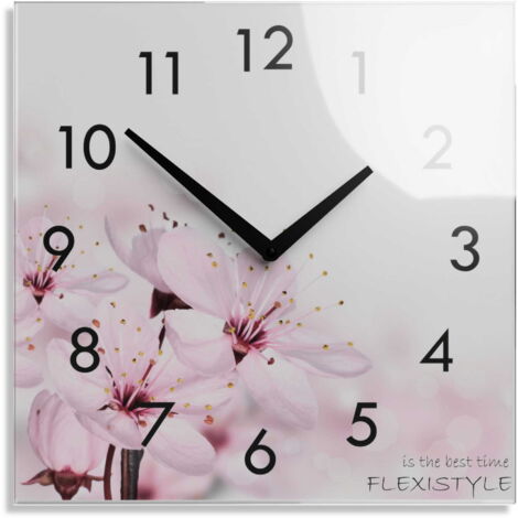 Horloge murale moderne pour le salon, motif de fleurs épanouies (1/4)