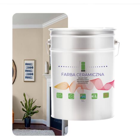 Peinture murale céramique, lavable, beige sable, 5 L, résistante aux taches (1/5)