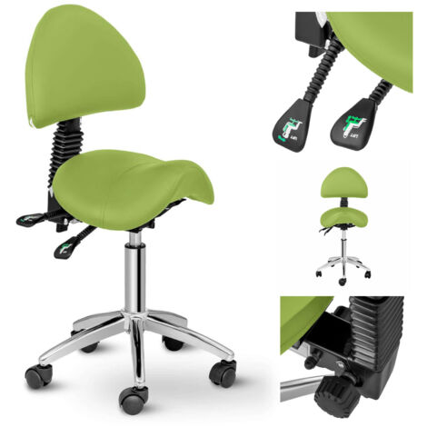 Fauteuil de beauté selle avec dossier pivotant réglable BERLIN - vert (1/5)