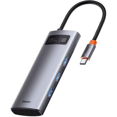 Hub multifonction 5 en 1 USB-C PD 100 W HDMI 4K 3 ports USB 3.2 Gris (1/5)