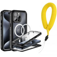 Coque étanche IP68 avec sangle 360° pour iPhone 15 Pro (noir)