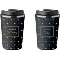 Lot de 2 mugs thermiques premium MOM DAD MUG cadeau 350 ml KT069