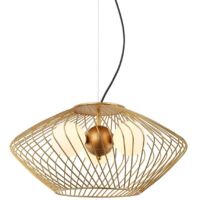 Italux Zeno - Pendentif suspendu moderne doré à 3 lumières avec or, abat-jour blanc, G9