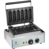 Royal Catering – Gaufrier professionnel en acier inoxydable – Plaques en aluminium TEFLON – Puissance 1550W – Minuterie 15 min – Gaufres cylindriques 14x4cm