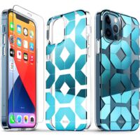 COQUE POUR APPLE IPHONE 12/12 PRO MOTIFS BLEU + VERRE