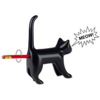 Taille-crayon chat noir avec récipient pour crayons et crayons de couleur