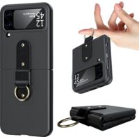 ÉTUI PLIABLE POUR SAMSUNG Z FLIP 4 NOIR AVEC SANGLE PLIABLE AVEC ANNEAU