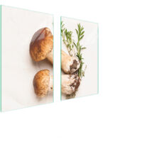 PLAQUE DE PROTECTION EN VERRE POUR POÊLE 75x52 CHAMPIGNONS
