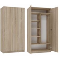 Topeshop – Armoire SD-90 chêne sonoma – 7 étagères – Système TIP-ON – Design minimaliste – Fabrication robuste en panneaux stratifiés