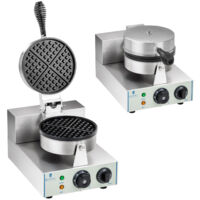 Royal Catering – Gaufrier rond 1300W – Plaques en Téflon pour cuisson rapide – Dimensions 43 x 25 x 56 cm – Minuterie 1-15 min