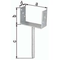 Support de poteau U ETA-10/0210 141x100x200x60mm TZN avec ancrage en béton en acier nervuré