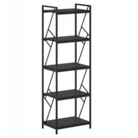 Bibliothèque loft noire pour salon, bureau, bibliothèque à 5 étagères