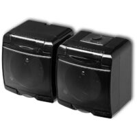 Prise double avec mise à la terre 2x 2P+ clapet de protection teinté noir KARLIK