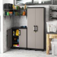 Keter – Armoire de rangement bas 90cm – 68x39cm – Parois et étagères renforcées – Résistance jusqu'à 20kg – Pour outils et accessoires