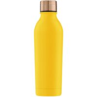 Ensemble sport : Bouteille isotherme et bouchon avec paille, revêtement en poudre jaune, 350 ml