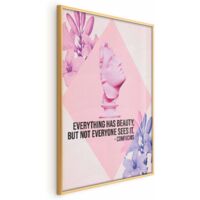 Affiche - Confucius sur la beauté - buste rose orné de fleurs et d'une citation