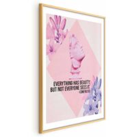 Affiche - Confucius sur la beauté - buste rose orné de fleurs et d'une citation