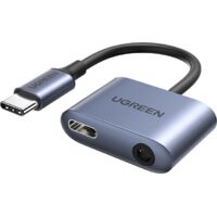Adaptateur audio USB-C - USB-C + mini-jack 3,5 mm - gris