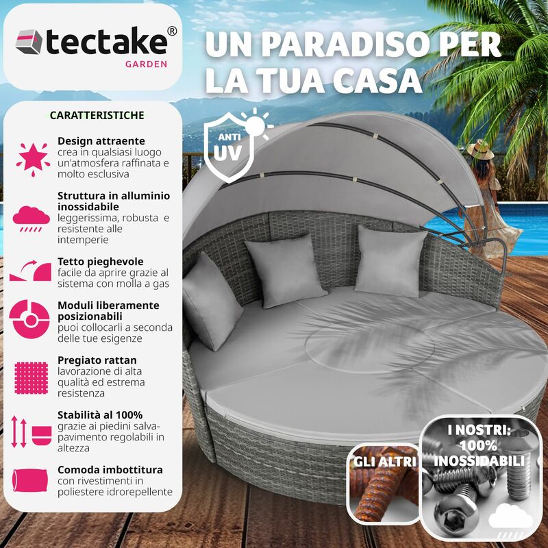 Daybed Design Esterno Lusso in Rattan Sintetico Intrecciato