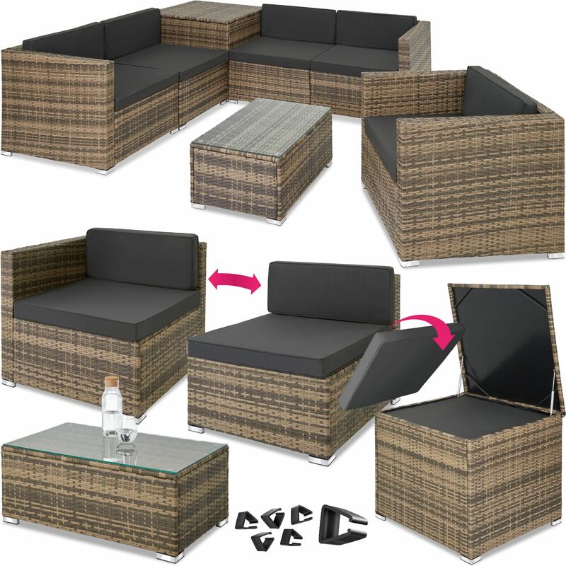 DIVANO RATTAN GIARDINO ESTERNO TAVOLO S3 NERO - ARREDAMENTO PER ESTERNO,  Divani Rattan - Set - Arredocasafacile, Arredo casa online, divani, arredo bagno