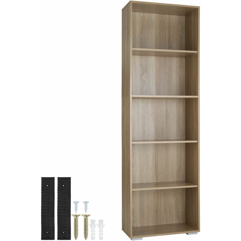 Scaffale per libri Lexi 5 ripiani 60 x 30 x 190 cm