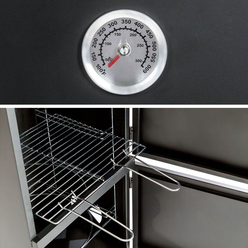 forno per affumicatura con indicazione della temperatura - affumicatore, affumicatore  professionale, barbecue affumicatore - nero