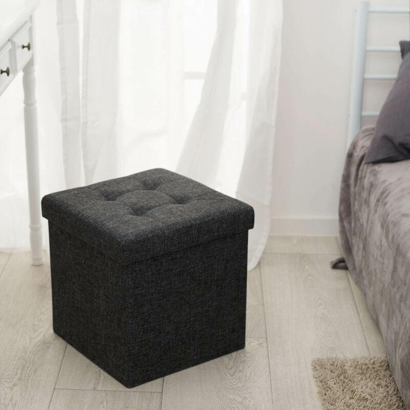 Pouf contenitore pieghevole in poliestere con contenitore 38 x 38 x 38cm  acquistare online a buon mercato