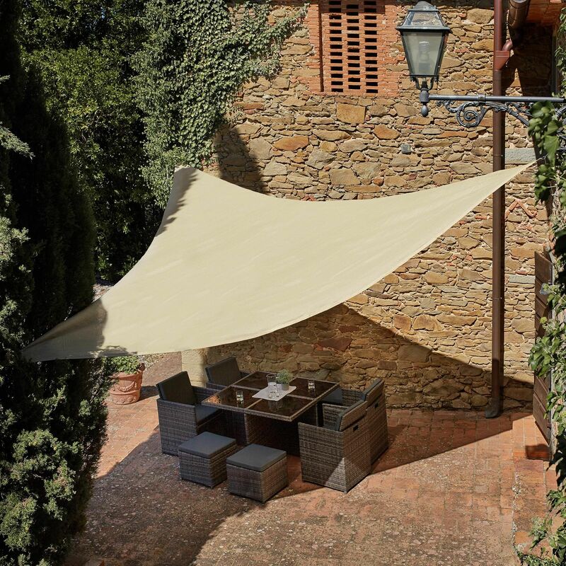 Telo Vela tenda ombreggiante triangolare Crema 360 x 360 x 360 cm