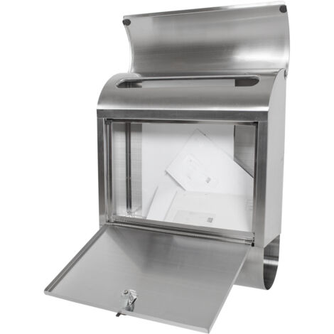 Cassetta Della Posta Relaxdays Con Portagiornali - Acciaio Inox, 37x37x11 Cm - Foto 8